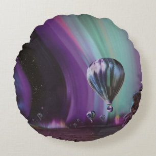 Jupiter Travel by Hot Air Balloon Bighty Auroras Round Cushion