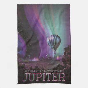 Jupiter Travel by Hot Air Balloon Bighty Auroras Tea Towel