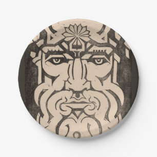 Jupiter Zeus King of Gods Greek Mythology Black Paper Plate