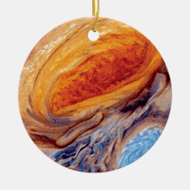 Jupiter's Great Red Spot - NASA Voyager Photo Ceramic Tree Decoration (Front)
