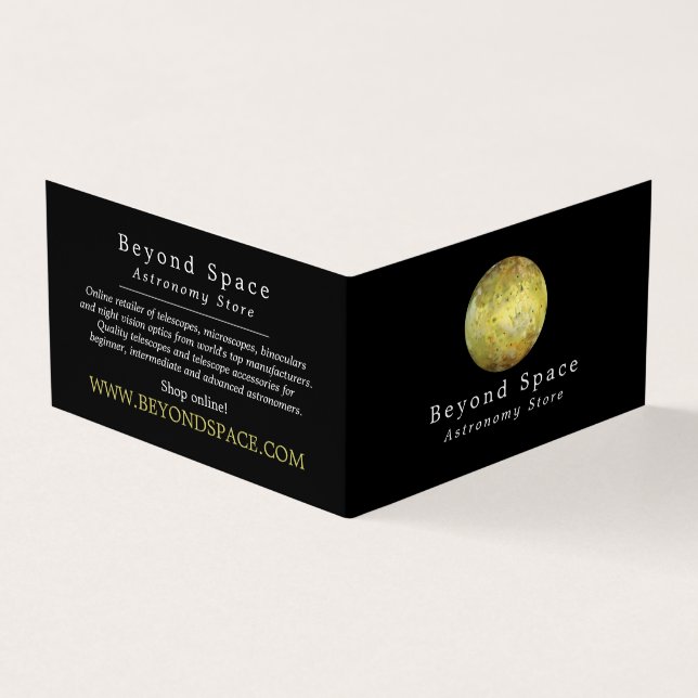 Jupiter's lo Galilean Moon, Astronomy Store Business Card (Outside)