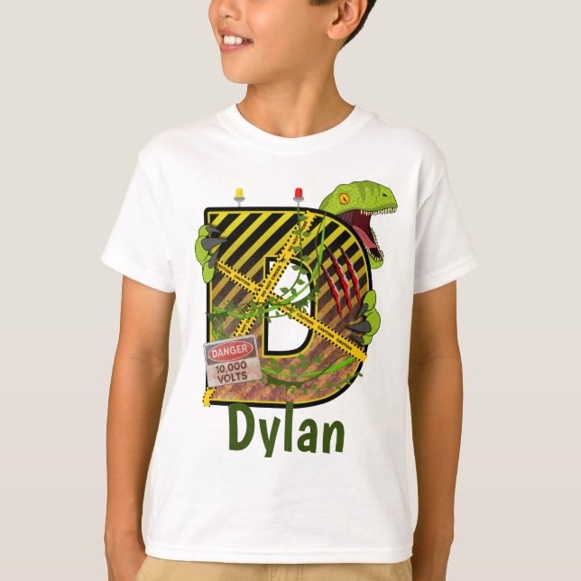 Jurassic Alphabet | Initial Letter Custom Name | D T-Shirt (Front)