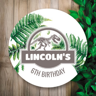 Jurassic Birthday Party Round Sticker