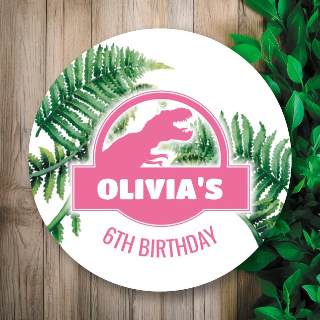 Jurassic Birthday Party Round Sticker (Creator Uploaded)
