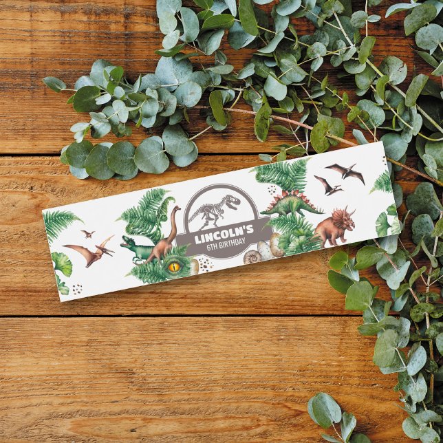 Jurassic Birthday Water Bottle Label (Creator Uploaded)