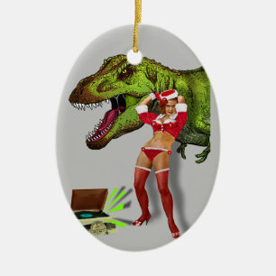 Jurassic Christmas Pin-Up Ceramic Tree Decoration