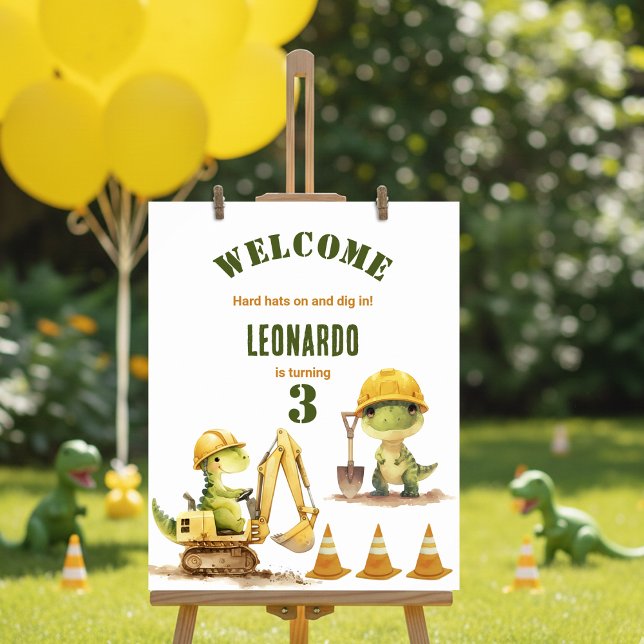Jurassic Construction Zone Boy Birthday Welcome Poster (Creator Uploaded)