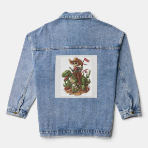 Jurassic Cowboy Skull � Funny Dino Rodeo Denim Jacket
