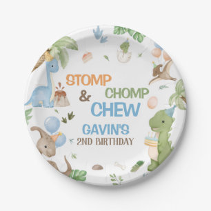 Jurassic Cute Dinosaur Birthday Party Paper Plate
