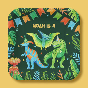 Jurassic Cute Dinosaurs Boys Birthday Party  Paper Plate