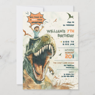 Jurassic Dino Ride 2 Birthday Party  Invitation