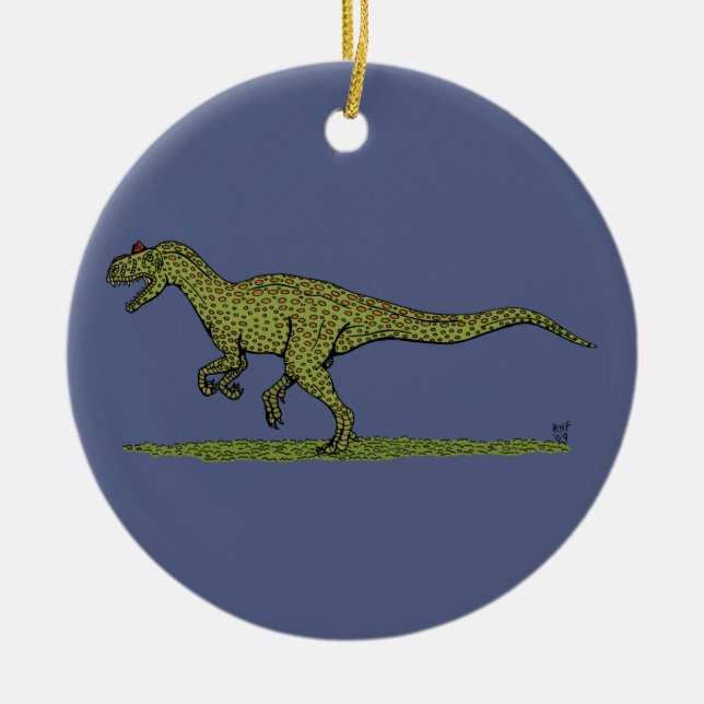 Jurassic Dinosaur Allosaurus Ceramic Tree Decoration (Front)