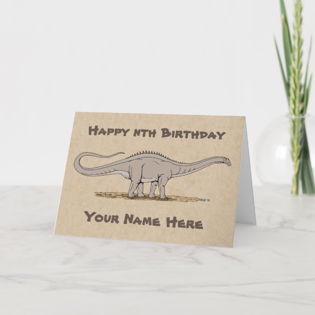 Jurassic Dinosaur Apatosaurus Birthday Card (Front)