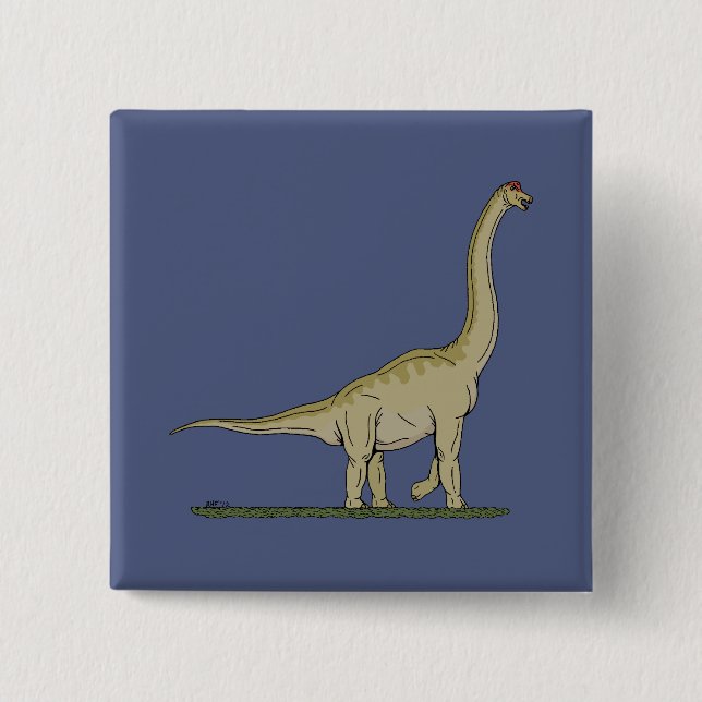 Jurassic Dinosaur Brachiosaurus 15 Cm Square Badge (Front)