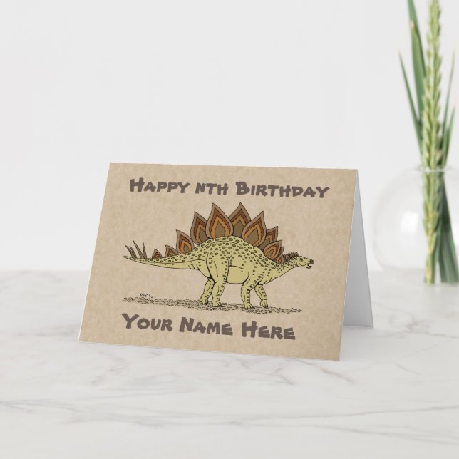Jurassic Dinosaur Stegosaurus Birthday Card (Front)