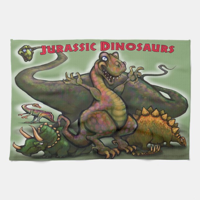Jurassic Dinosaurs Tea Towel (Horizontal)