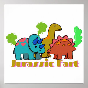Jurassic Fart Dinosaur  Poster