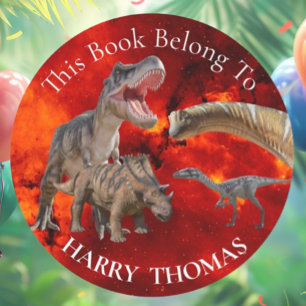 Jurassic Fire World Dinosaurs BOOK Classic Round Sticker