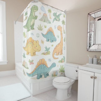 Jurassic Friends Shower Curtain