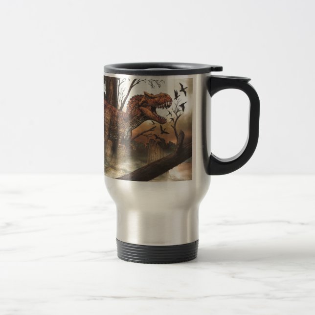 Jurassic Journey: Dinosaur in its Natural Habitat Travel Mug (Right)