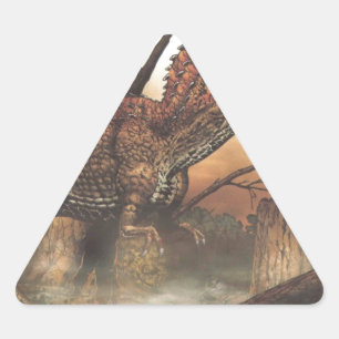 Jurassic Journey: Dinosaur in its Natural Habitat Triangle Sticker