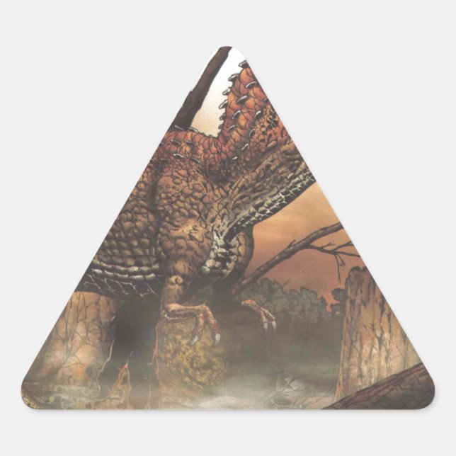 Jurassic Journey: Dinosaur in its Natural Habitat Triangle Sticker (Front)