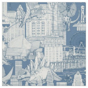 Jurassic LA toile cobalt denim Fabric
