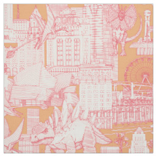Jurassic LA toile rose cantaloupe Fabric