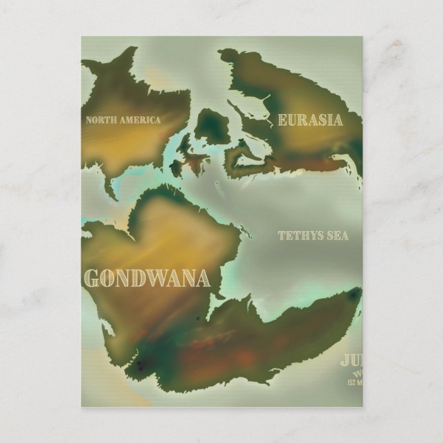 Jurassic Map Vintage travel poster. Postcard (Front)