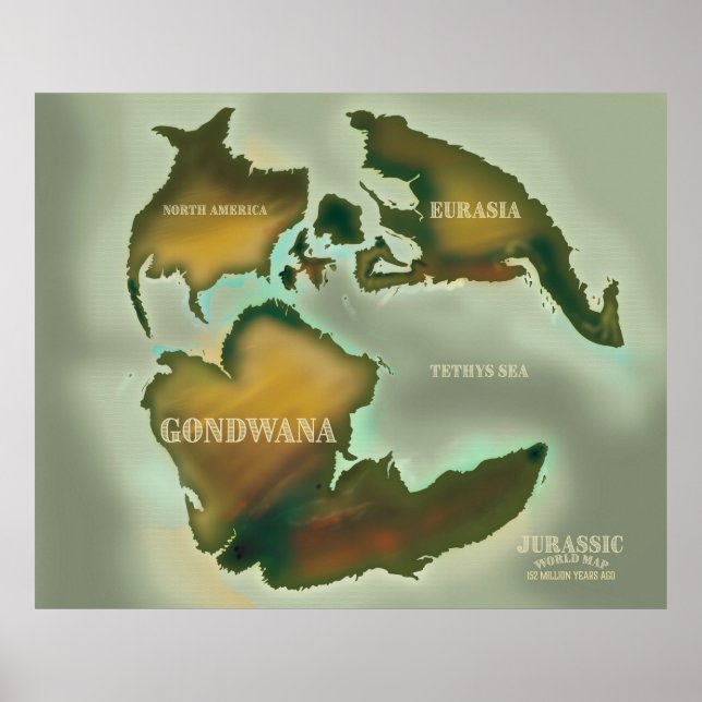 Jurassic Map Vintage travel poster. Poster (Front)