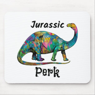 Jurassic Perk Colorful Dinosaur Bright Mouse Pad