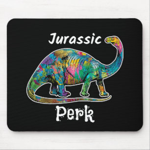 Jurassic Perk Colorful Dinosaur Dark Mouse Pad