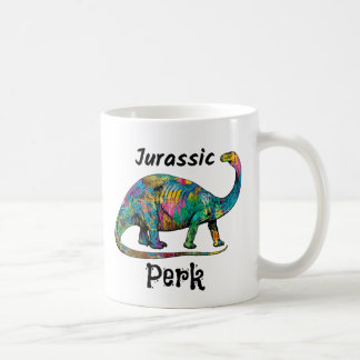 Jurassic Perk Colorful Dinosaur White Coffee Mug