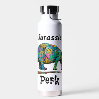 Jurassic Perk Colorful Dinosaur White Water Bottle
