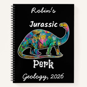 Jurassic Perk Colourful Dinosaur Black Notebook