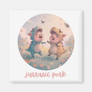 Jurassic Pork Cute Pig Dinosaur Costume Magnet