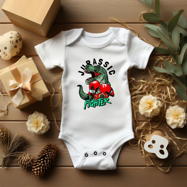 Jurassic T-Rex Boxing Fighter Boy's  Baby Bodysuit (Creator Uploaded)
