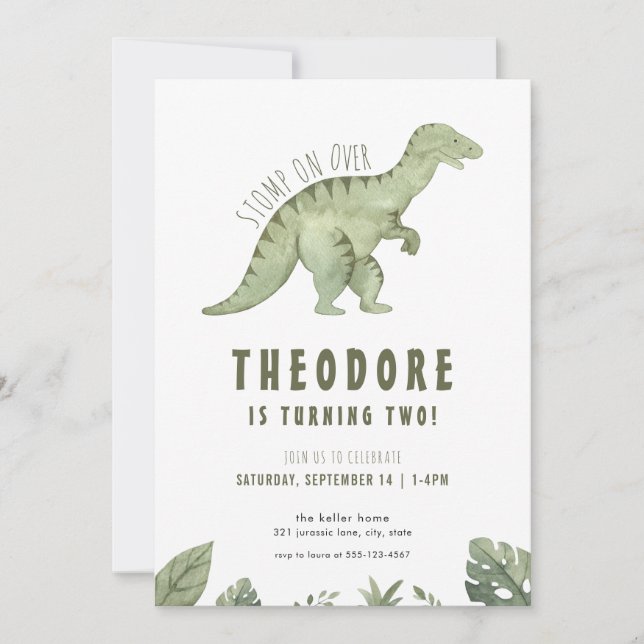 Jurassic T-Rex Dino Dinosaur Birthday Invitation (Front)