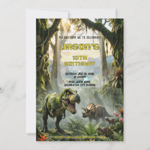 Jurassic T-Rex Jungle Roar Adventure Birthday Invitation