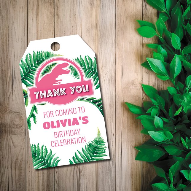 Jurassic Thank You Tag Pink Jurassic Party Tag (Creator Uploaded)