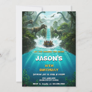 Jurassic Theme Park T-Rex Dinosaur Birthday Invitation