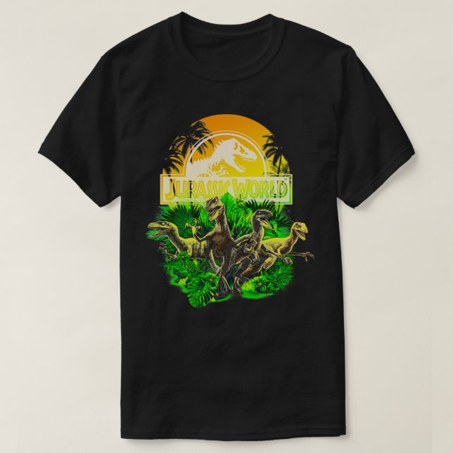 Jurassic World Raptors Tropical Sunset Logo  T-Shirt (Design Front)