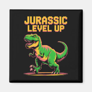 Juric Level Up Pixel Dinosaur Birthday Gamer  Magnet