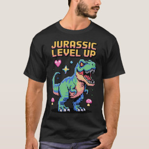Juric Level Up Pixel Dinosaur Retro Gamer 1  T-Shirt