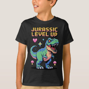 Juric Level Up Pixel Dinosaur Retro Gamer 1  T-Shirt