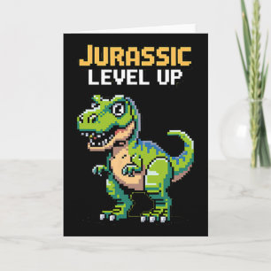 Juric Level Up Pixel Dinosaur Retro Gamer  Card
