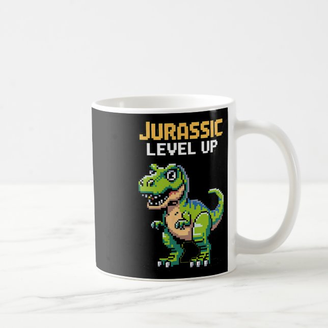 Juric Level Up Pixel Dinosaur Retro Gamer  Coffee Mug (Right)