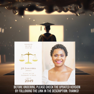 Juris Doctor Law School Photo JD LLD Graduation Invitation