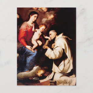 Jusepe Ribera-Madonna with Christ Child & St Bruno Postcard