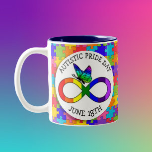 Just 18th is Autistic Pride Day  Two-Tone Coffee Mug